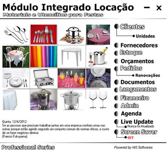 Software Locação Materiais e Objetos para Festas